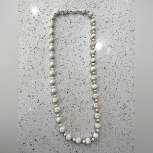 White bead and Pearl necklaces with 2 pairs earrings